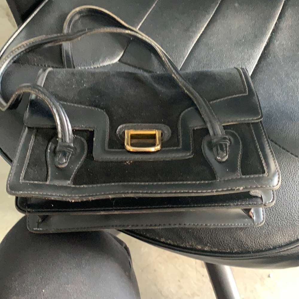 Vintage black suedeand leather bag